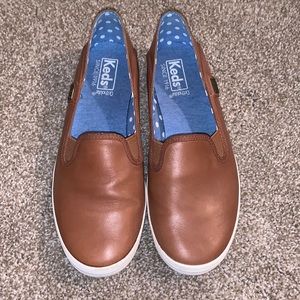 Keds brown leather slip on